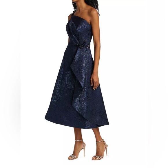 Teri Jon by Rickie Freeman Embellished One-Shoulder Midi-Dress size 18 - Picture 3 of 16